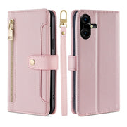 For Tecno Pova Neo 3 Sheep Texture Cross-body Zipper Wallet Leather Phone Case(Pink)