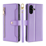 For Tecno Pova Neo 3 Sheep Texture Cross-body Zipper Wallet Leather Phone Case(Purple)