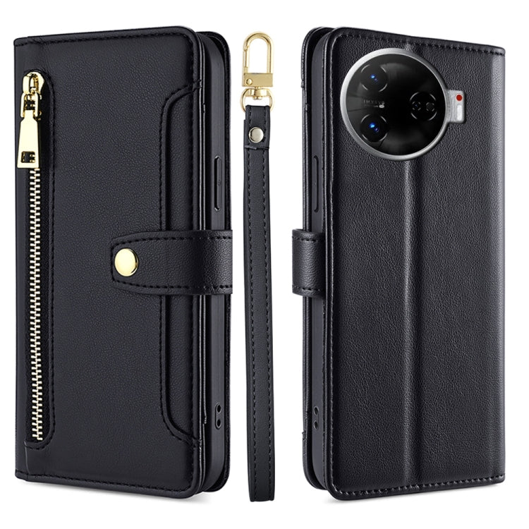 For Tecno Camon 30 Pro 5G Sheep Texture Cross-body Zipper Wallet Leather Phone Case(Black) - free shipping - PMC TechLife - Order now!