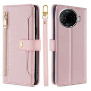 For Tecno Camon 30 Pro 5G Sheep Texture Cross-body Zipper Wallet Leather Phone Case(Pink)