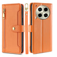 For Tecno Camon 30 Sheep Texture Cross-body Zipper Wallet Leather Phone Case(Orange) - Tecno Cases by PMC TechLife | Online Shopping South Africa | PMC TechLife | Buy Now Pay Later Mobicred
