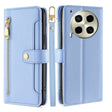 For Tecno Camon 30 Sheep Texture Cross-body Zipper Wallet Leather Phone Case(Blue) - Tecno Cases by PMC TechLife | Online Shopping South Africa | PMC TechLife | Buy Now Pay Later Mobicred
