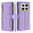 For Tecno Camon 30 Sheep Texture Cross-body Zipper Wallet Leather Phone Case(Purple) - Tecno Cases by PMC TechLife | Online Shopping South Africa | PMC TechLife | Buy Now Pay Later Mobicred