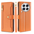 For Tecno Camon 30 Premier 5G Sheep Texture Cross-body Zipper Wallet Leather Phone Case(Orange) - Tecno Cases by PMC TechLife | Online Shopping South Africa | PMC TechLife | Buy Now Pay Later Mobicred