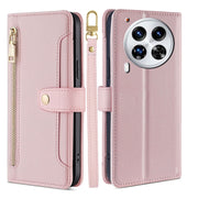 For Tecno Camon 30 Premier 5G Sheep Texture Cross-body Zipper Wallet Leather Phone Case(Pink)