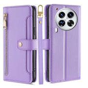 For Tecno Camon 30 Premier 5G Sheep Texture Cross-body Zipper Wallet Leather Phone Case(Purple)
