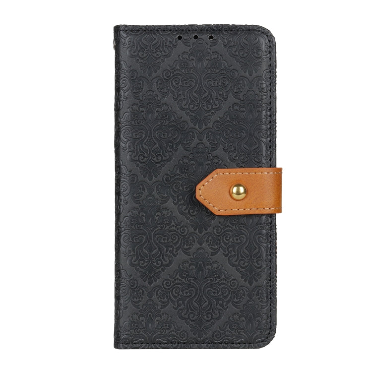 For iPhone 16 Plus European Floral Embossed Leather Phone Case(Black) - iPhone 16 Plus Cases by PMC TechLife | Online Shopping South Africa | PMC TechLife | Buy Now Pay Later Mobicred