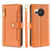 For Sharp Aquos R8 SH-52D Sheep Texture Cross-body Zipper Wallet Leather Phone Case(Orange)