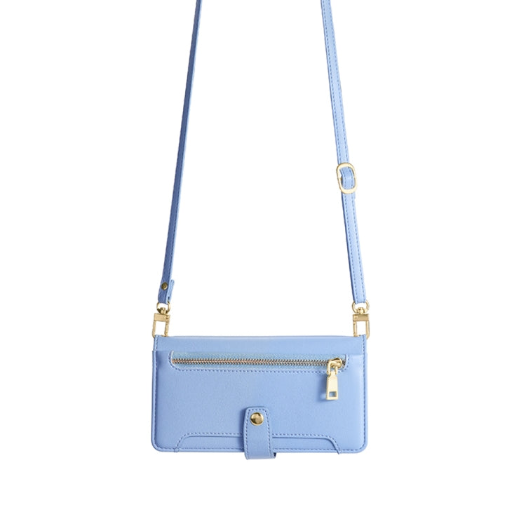 For Sharp Aquos R8 SH-52D Sheep Texture Cross-body Zipper Wallet Leather Phone Case(Blue)