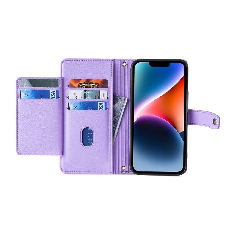 For Sharp Aquos sense8 Sheep Texture Cross-body Zipper Wallet Leather Phone Case(Purple)