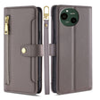 For Sharp Aquos R9 Sheep Texture Cross-body Zipper Wallet Leather Phone Case(Grey) - More Brand by PMC TechLife | Online Shopping South Africa | PMC TechLife | Buy Now Pay Later Mobicred