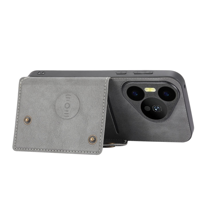 For Huawei Pura 70 Double Buckle Card Slots Magnetic Phone Case(Grey) - free shipping - PMC Jewellery - Order now!