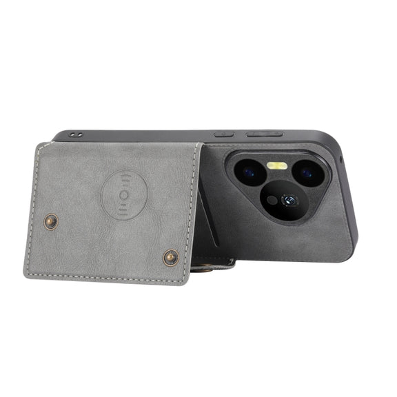 For Huawei Pura 70 Double Buckle Card Slots Magnetic Phone Case(Grey)