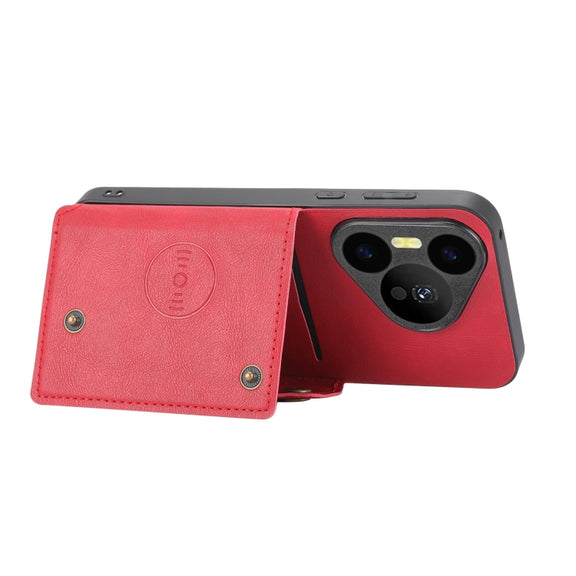 For Huawei Pura 70 Double Buckle Card Slots Magnetic Phone Case(Red)