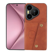 For Huawei Pura 70 Pro Double Buckle Card Slots Magnetic Phone Case(Brown)