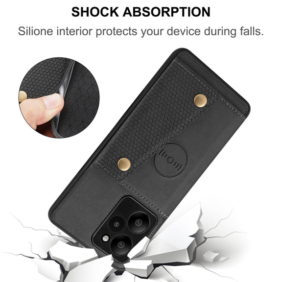 For Xiaomi Redmi Note 12R /Redmi 12 5G Double Buckle Card Slots Magnetic Phone Case(Brown)