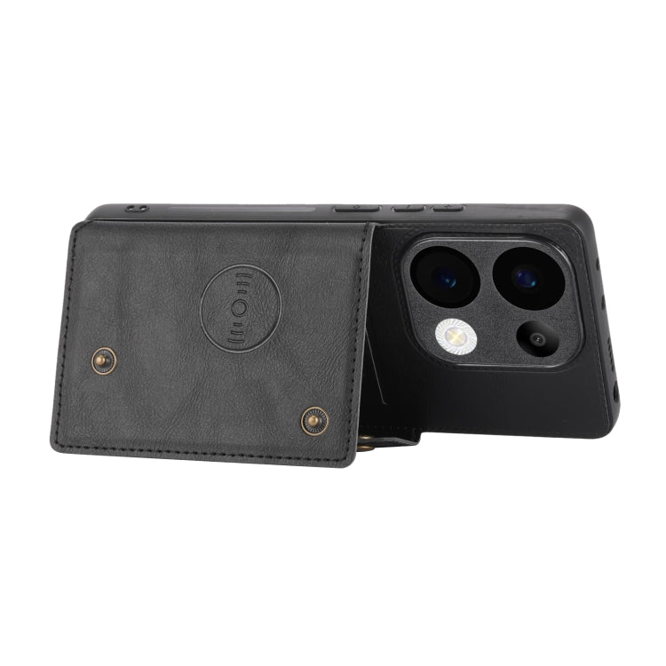 For Xiaomi Redmi Note 13 Pro 4G Global Double Buckle Card Slots Magnetic Phone Case(Black) - Note 13 Pro Cases by PMC TechLife | Online Shopping South Africa | PMC TechLife | Buy Now Pay Later Mobicred