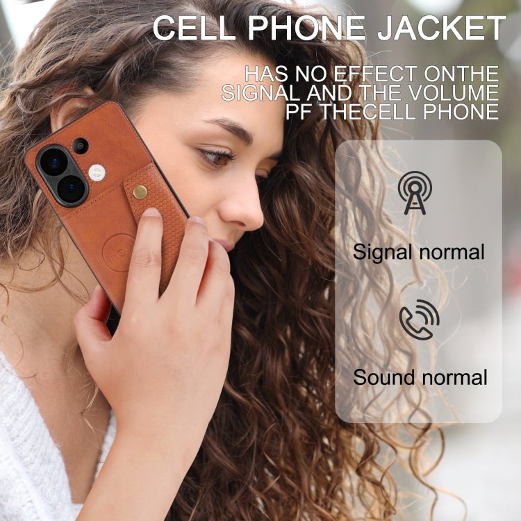 For Xiaomi Redmi Note 13 4G Global Double Buckle Card Slots Magnetic Phone Case(Brown) - Xiaomi Cases by PMC TechLife | Online Shopping South Africa | PMC TechLife | Buy Now Pay Later Mobicred