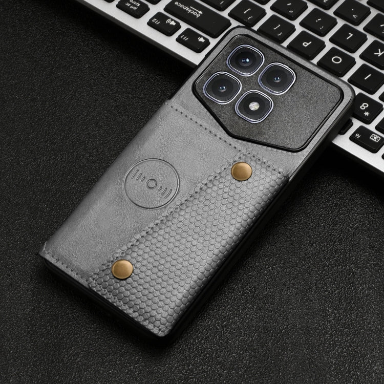 For Xiaomi Redmi K70 Ultra Double Buckle Card Slots Magnetic Phone Case(Grey)
