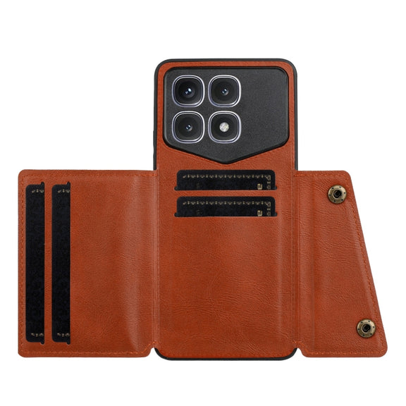For Xiaomi Redmi K70 Ultra Double Buckle Card Slots Magnetic Phone Case(Brown)