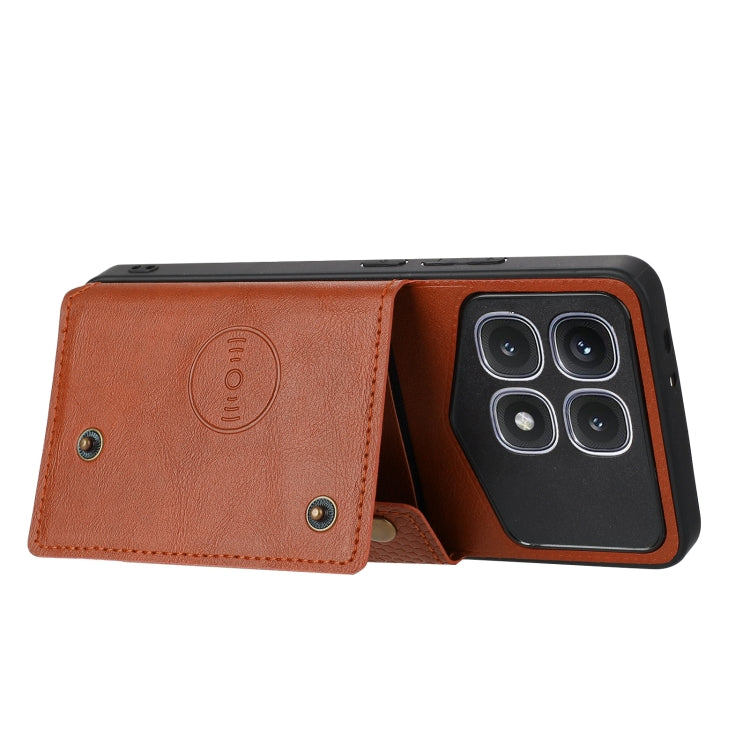 For Xiaomi Redmi K70 Ultra Double Buckle Card Slots Magnetic Phone Case(Brown)