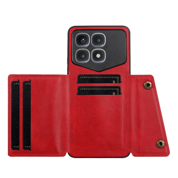 For Xiaomi Redmi K70 Ultra Double Buckle Card Slots Magnetic Phone Case(Red)