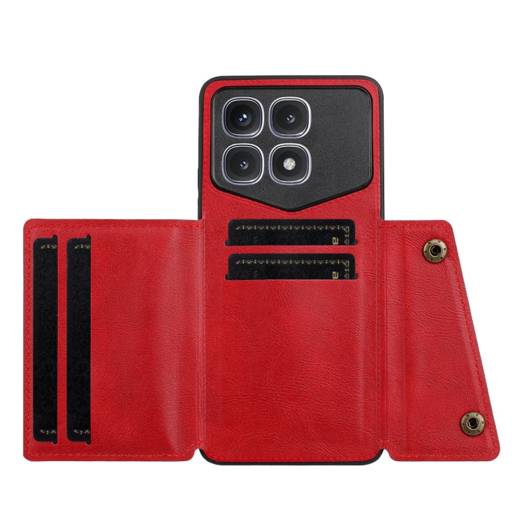 For Xiaomi Redmi K70 Ultra Double Buckle Card Slots Magnetic Phone Case(Red)