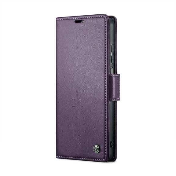 For Realme 10 Pro 5G CaseMe 023 Butterfly Buckle Litchi Texture RFID Anti-theft Leather Phone Case(Pearly Purple)