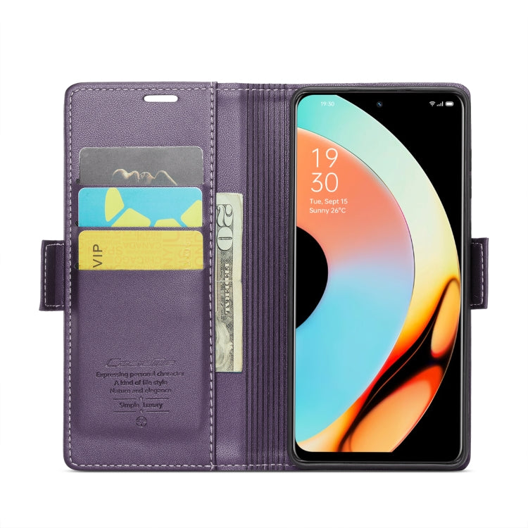 For Realme 10 Pro 5G CaseMe 023 Butterfly Buckle Litchi Texture RFID Anti-theft Leather Phone Case(Pearly Purple)