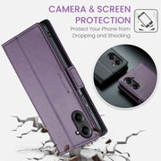 For Realme 10 Pro 5G CaseMe 023 Butterfly Buckle Litchi Texture RFID Anti-theft Leather Phone Case(Pearly Purple)