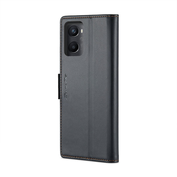 For Realme 9i 4G CaseMe 023 Butterfly Buckle Litchi Texture RFID Anti-theft Leather Phone Case(Black)