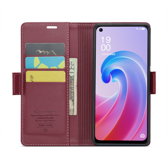 For Realme 9i 4G CaseMe 023 Butterfly Buckle Litchi Texture RFID Anti-theft Leather Phone Case(Wine Red)