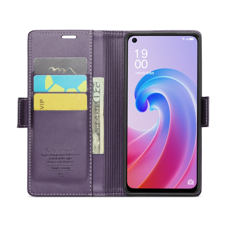 For Realme 9i 4G CaseMe 023 Butterfly Buckle Litchi Texture RFID Anti-theft Leather Phone Case(Pearly Purple)