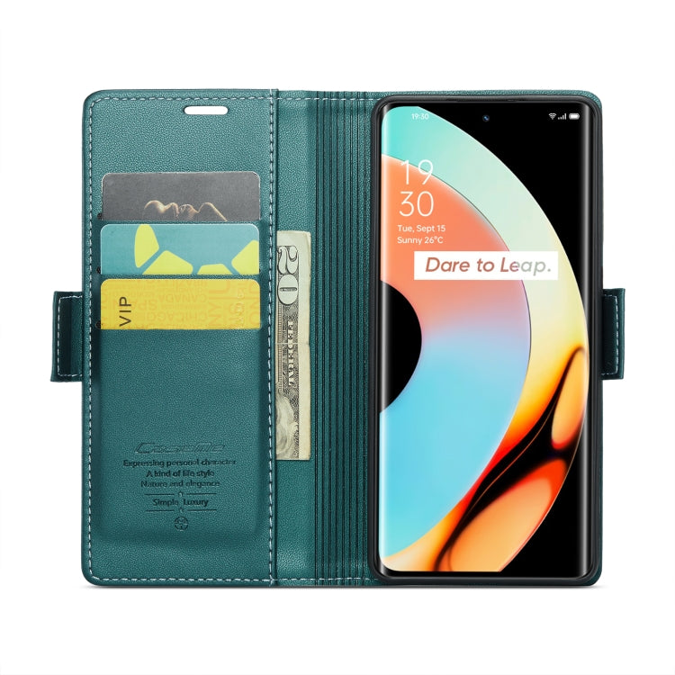 For Realme 10 Pro+ CaseMe 023 Butterfly Buckle Litchi Texture RFID Anti-theft Leather Phone Case(Pearly Blue)