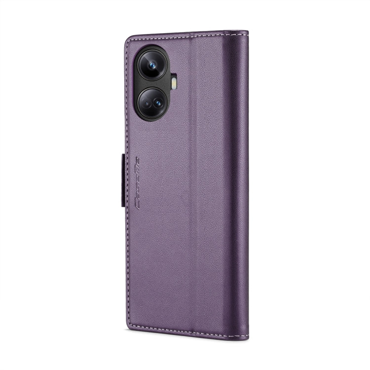 For Realme 10 Pro+ CaseMe 023 Butterfly Buckle Litchi Texture RFID Anti-theft Leather Phone Case(Pearly Purple)