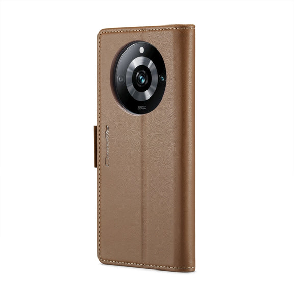 For Realme 11 Pro/11 Pro+ CaseMe 023 Butterfly Buckle Litchi Texture RFID Anti-theft Leather Phone Case(Brown)