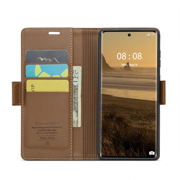 For Realme 11 Pro/11 Pro+ CaseMe 023 Butterfly Buckle Litchi Texture RFID Anti-theft Leather Phone Case(Brown)