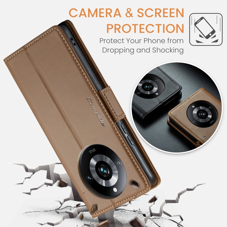 For Realme 11 Pro/11 Pro+ CaseMe 023 Butterfly Buckle Litchi Texture RFID Anti-theft Leather Phone Case(Brown)