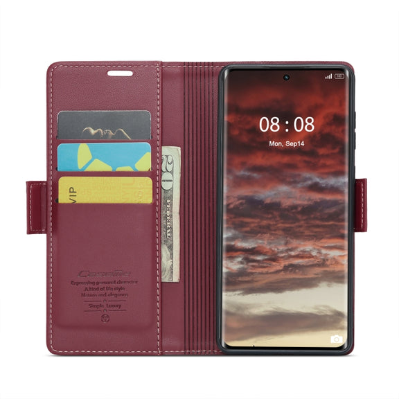 For Realme 11 Pro/11 Pro+ CaseMe 023 Butterfly Buckle Litchi Texture RFID Anti-theft Leather Phone Case(Wine Red)
