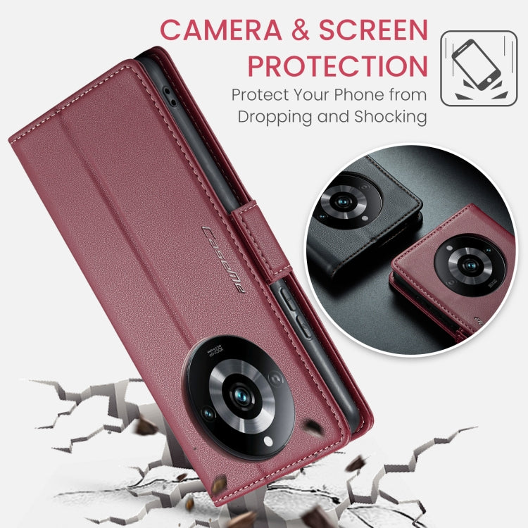 For Realme 11 Pro/11 Pro+ CaseMe 023 Butterfly Buckle Litchi Texture RFID Anti-theft Leather Phone Case(Wine Red)