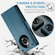For Realme 11 Pro/11 Pro+ CaseMe 023 Butterfly Buckle Litchi Texture RFID Anti-theft Leather Phone Case(Blue)