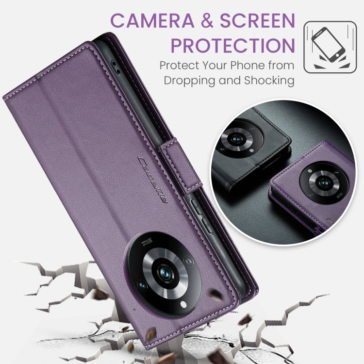 For Realme 11 Pro/11 Pro+ CaseMe 023 Butterfly Buckle Litchi Texture RFID Anti-theft Leather Phone Case(Pearly Purple)
