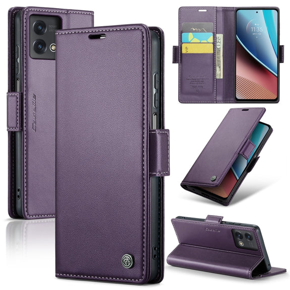 For Motorola Moto G Stylus 5G 2023 CaseMe 023 Butterfly Buckle Litchi Texture RFID Anti-theft Leather Phone Case(Pearly Purple)