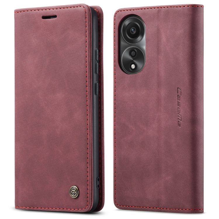 For OPPO A78 4G CaseMe 013 Multifunctional Horizontal Flip Leather Phone Case(Wine Red)