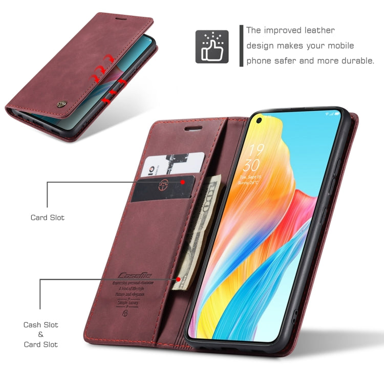 For OPPO A78 4G CaseMe 013 Multifunctional Horizontal Flip Leather Phone Case(Wine Red)