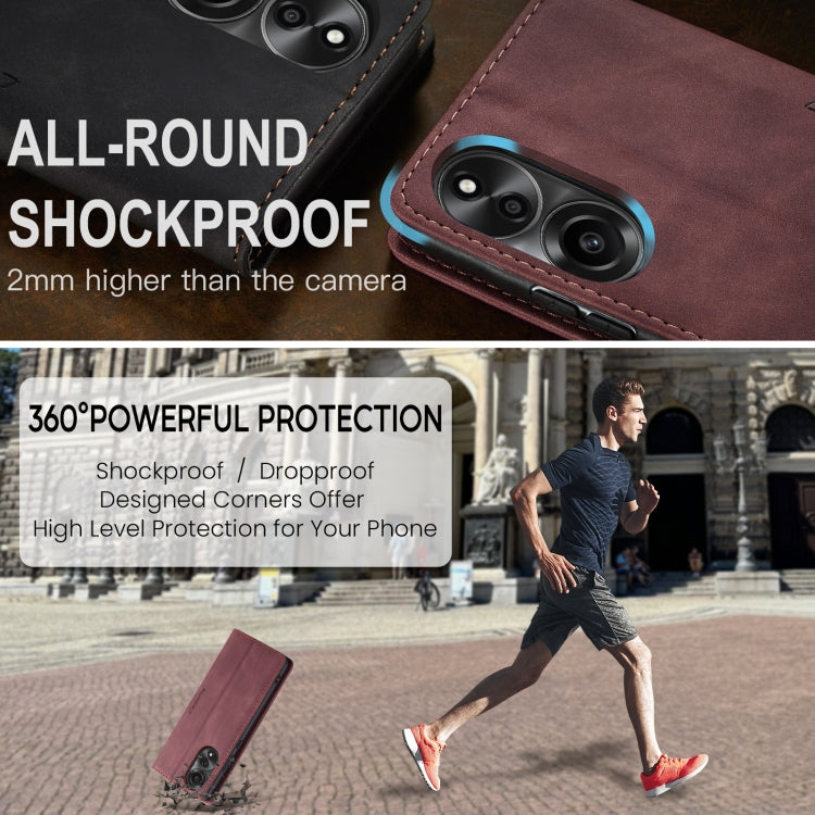 For OPPO A78 4G CaseMe 013 Multifunctional Horizontal Flip Leather Phone Case(Wine Red)