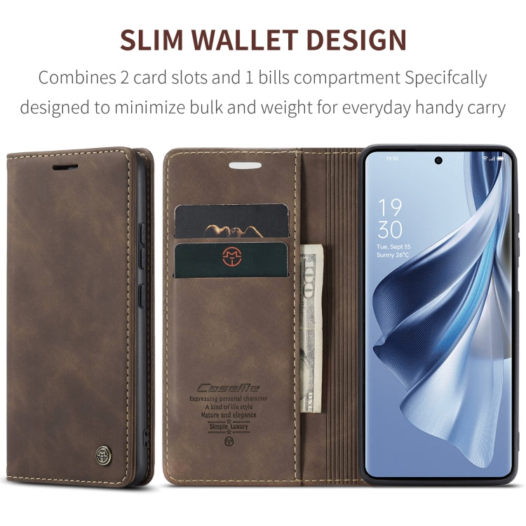 For OPPO Reno10 5G Global／Reno10 Pro Global CaseMe 013 Multifunctional Horizontal Flip Leather Phone Case(Coffee) - free shipping - PMC Jewellery - Order now!