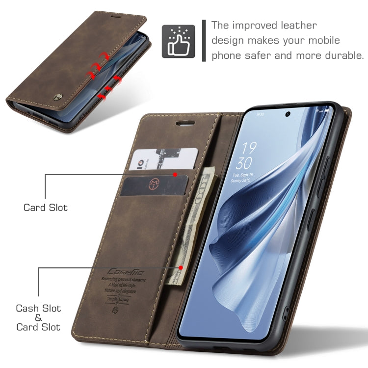 For OPPO Reno10 5G Global／Reno10 Pro Global CaseMe 013 Multifunctional Horizontal Flip Leather Phone Case(Coffee) - free shipping - PMC Jewellery - Order now!