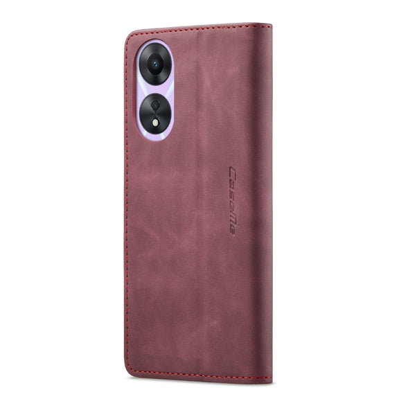 For OPPO A58 5G / A58X 5G CaseMe 013 Multifunctional Horizontal Flip Leather Phone Case(Wine Red)