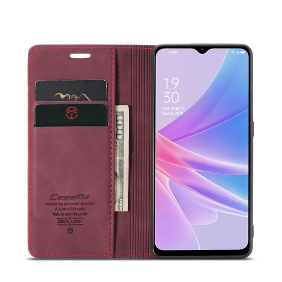 For OPPO A58 5G / A58X 5G CaseMe 013 Multifunctional Horizontal Flip Leather Phone Case(Wine Red)